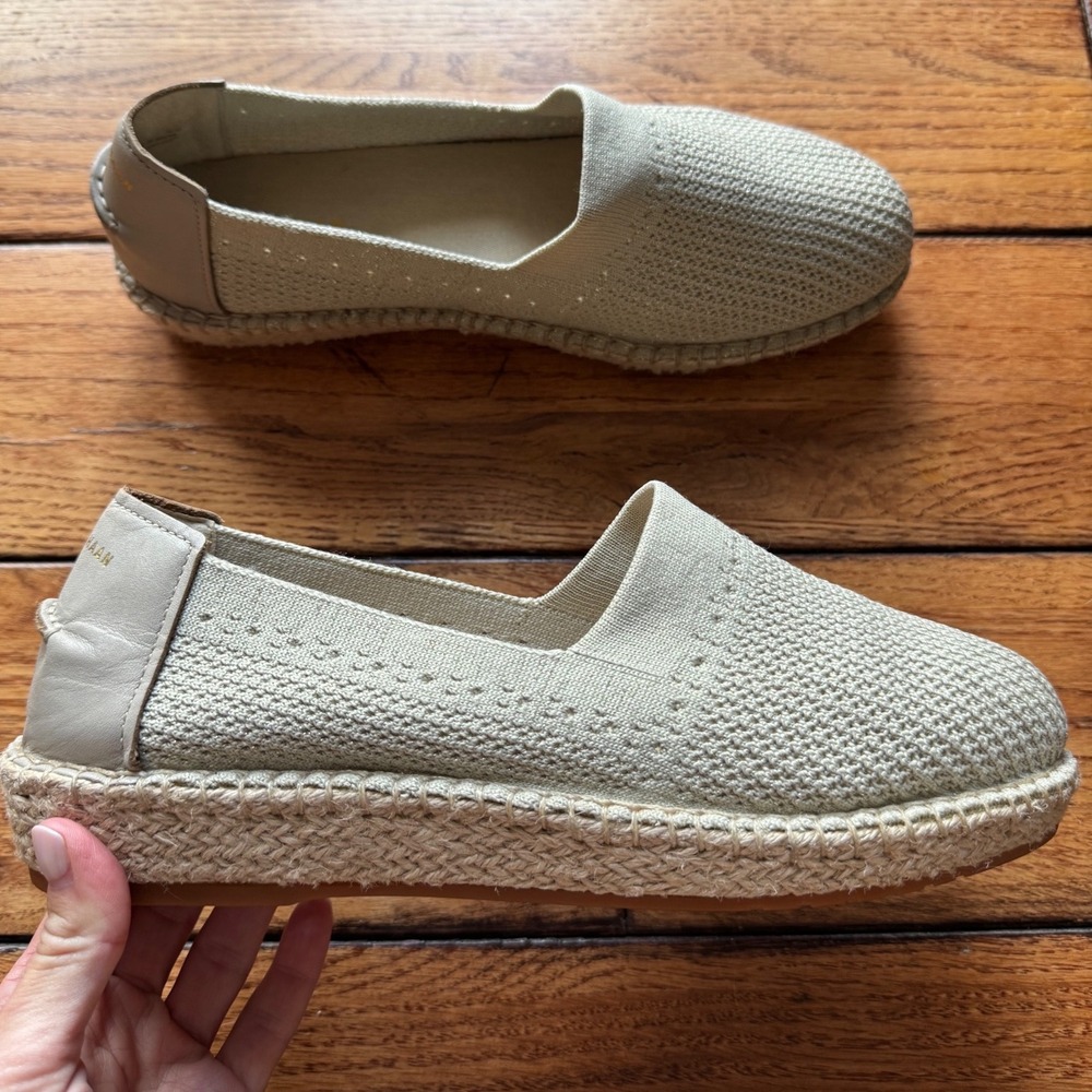 Cole Haan Cloudfeel Stitchlite Espadrille Women 10B Beige Classic Knit Slip On